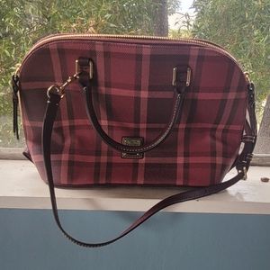 Plaid red leather purse